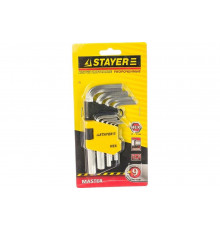 Набор имбусовых коротких ключей 9 предметов STAYER MASTER 2740-H9