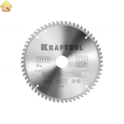 Диск пильный по алюминию KRAFTOOL Multi material 200x30 мм, 60Т 36953-200-30