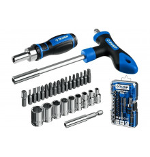 Набор: реверсивная и Т-образная отвертки с насадками 29 шт ЗУБР Компакт-Т29 25168-H29_z01