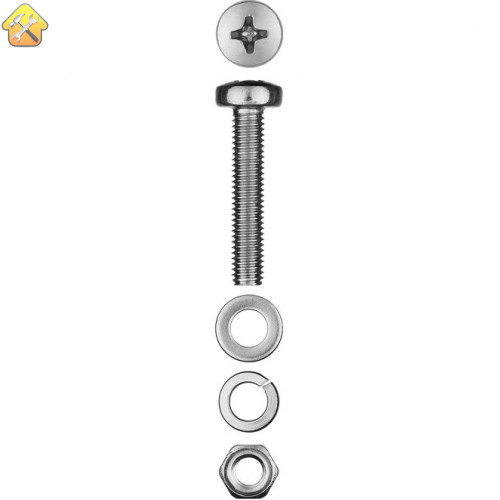 ЗУБР M4 x 30 мм, 20 шт., винт (DIN7985), гайка (DIN934), шайба (DIN125), шайба (DIN127), комплект крепежа 303476-04-030
