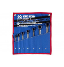 Набор комбинированных трещоточных ключей KING TONY 8-19 мм, чехол из теторона, 7 предметов 122A07MRN01