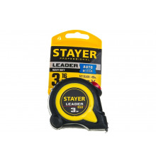 Рулетка Stayer LEADER 3м / 16мм с автостопом в ударостойком обрезиненном корпусе 3402-3_z02