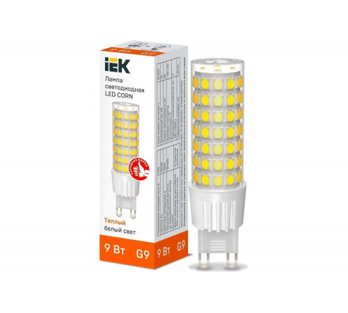 Светодиодная лампа IEK corn капсула 9вт 230в 3000к керамика g9 LLE-CORN-9-230-30-G9
