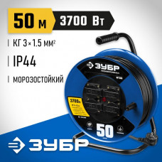 ЗУБР  КГ-315 КГ 3х1.5 50м 3700Вт IP44, Силовой удлинитель на стальной катушке (55080-50)