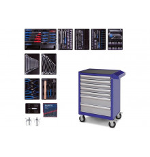 Набор инструментов в синей тележке, 204 предмета KING TONY 934-100AMB