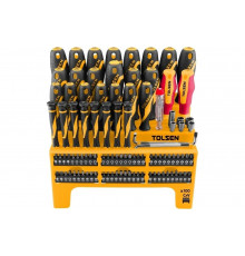 Набор отверток и вставок (бит) TOLSEN GRIPro на подставке, 100 предметов TT20185