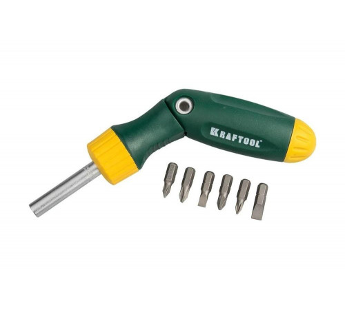 Реверсивно-рычажная отвертка с битами BIT-LOCK KRAFTOOL 26150-H7