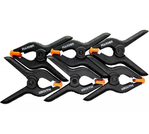 Набор струбцин HARDEN 150 мм, пружинные, 6 шт 600356