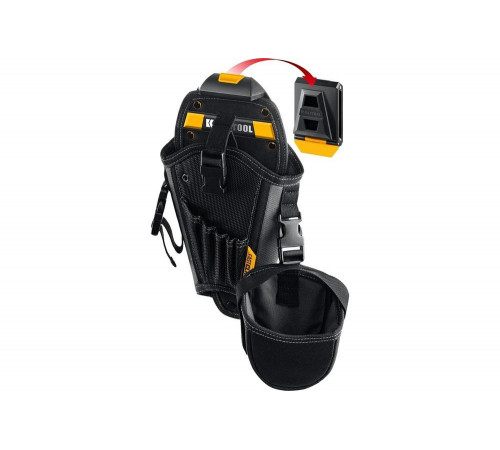 Кобура для шуруповерта с дополнительным съёмным карманом с быстросъёмным креплением KRAFTOOL KH-5 FastClip, 5 отделений для свёрл и бит 38769