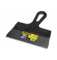 Нержавеющий зубчатый шпатель с пластмассовой ручкой, 200мм, зуб 4х4мм STAYER 1009-20-04