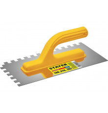 Штукатурная зубчатая нержавеющая гладилка с пластиковой ручкой Stayer Master 130x270мм, 10x10 мм, 08012-10