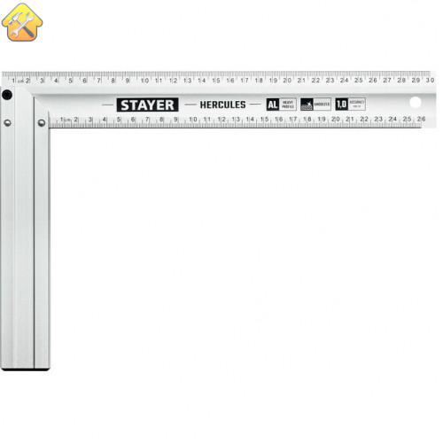 STAYER 300 х 2 мм, с усиленным алюминиевым полотном, жесткий столярный угольник HERCULES 3432-30 Professional