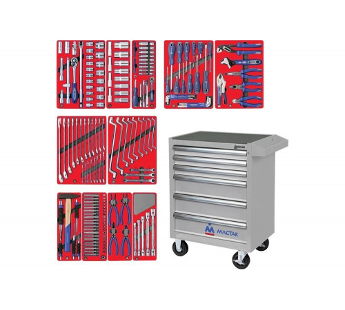 Набор инструментов в серой тележке МАСТАК МАСТЕР 205 предметов 52-06205G