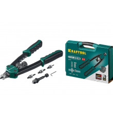 Заклепочник KRAFTOOL Combo2-M10 комбинированный двуручный в кейсе, резьбовые заклепки М5-М10, 31181