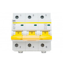 Автоматический модульный выключатель IEK 3п C 50А ВА 47-100 10кА ИЭК MVA40-3-050-C