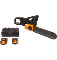 Бесщеточная цепная аккумуляторная пила WORX 40 В, 2х2.0 А*ч, двойное ЗУ 2x2A WG384E