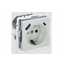 1-местная розетка IEK Brite с заземлением с защитными шторками 16а с usb a+c 18вт рюш11-1-брж жемчуг BR-R14-16-U22-018-K36