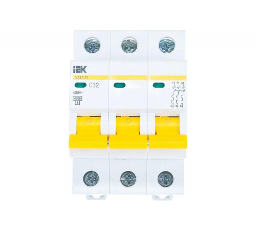 Автомат IEK ВА47-29 3п, 32А, C, 4.5 кА, 400 В - надежный защитный автомат для электросетей