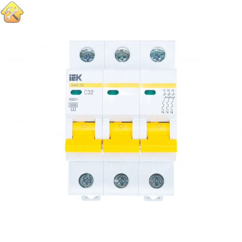 Автомат IEK ВА47-29 3п, 32А, C, 4.5 кА, 400 В - надежный защитный автомат для электросетей