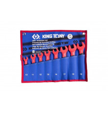 Набор рожковых диэлектрических ключей KING TONY 10-19 мм, чехол из теторона, 8 предметов 12FVE08MRN