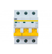 Автоматический модульный выключатель IEK 3п B 10А ВА 47-29 4.5кА ИЭК MVA20-3-010-B
