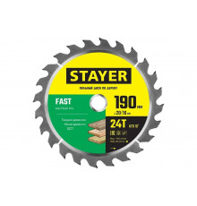 Диск пильный по дереву STAYER Fast 190x20/16 мм; 24T 3680-190-20-24_z01