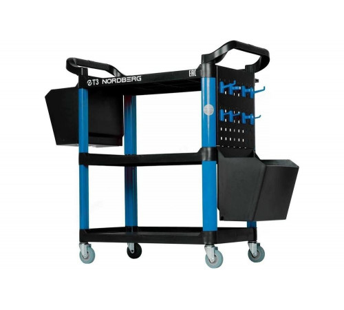 Инструментальная тележка с пластиковыми полками NORDBERG из 2 коробок, синяя 01-00001361 T3B