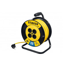 Силовой удлинитель на катушке STAYER S 225 ПВС 2x1.5 50м 3500Вт 55072-50