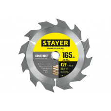 Пильный диск по дереву STAYER Construct 165x20/16 мм, 12Т, технический рез 3683-165-20-12_z01