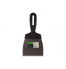 Шпатель из нержавеющей стали, 100 мм, зуб 4x4 мм, пластмассовая ручка СИБРТЕХ 85453