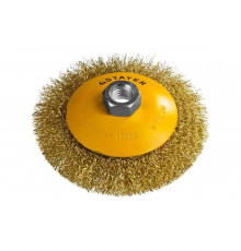 Щетка коническая PROFESSIONAL (115 мм; М14; витая стальная латунированная проволока 0.3 мм) для УШМ STAYER 35133-115