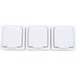 Трехместная розетка IEK РСб23-3-ГПБб, с заземляющим контактом, открытой установки, IP54, ГЕРМЕС PLUS, белый ERMP32-K01-16-54-EC