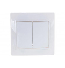 Двухклавишный выключатель IEK КВАРТА в сборе, скрытый монтаж, белый EVK20-K01-10-DM