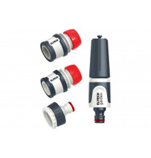 Комплект для полива Elitech HF 006 Garden 4 предмета: насадка д/шланга, 1/2"соед.,1/2"соед.с акваст 206030