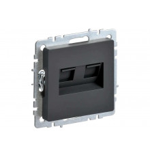 Двойная компьютерная розетка rj45 IEK Brite рк10-2-брг категория 5e, графит BR-K20-1-K53