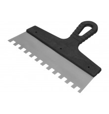 Шпатель из нержавеющей стали, 250 мм зуб 10х10 мм, пластмассовая ручка СИБРТЕХ 85500