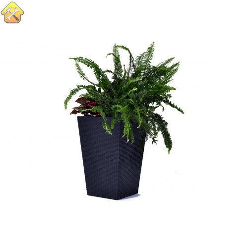 Кашпо Keter Rattan Planter M 55.4 л, графит 228974