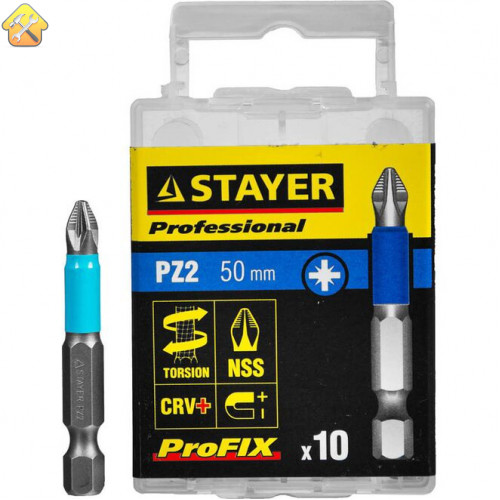 STAYER PZ2, 50 мм, 10 шт., биты ProFix Pozidriv 26223-2-50-10_z01