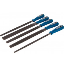 Набор напильников с двухкомпонентной ручкой: плоский, полукруглый, трехгранный, квадратный, круглый, №2, 250мм ЗУБР ЭКСПЕРТ 16651-25-H5