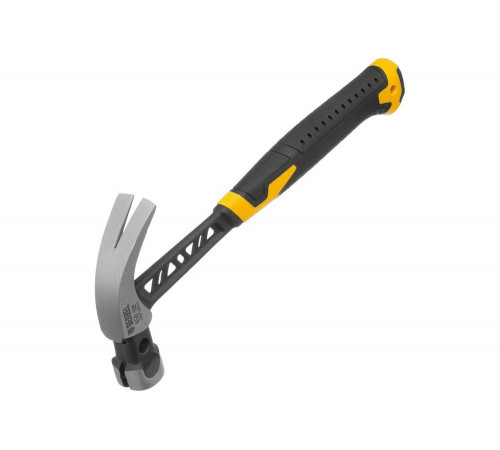 Цельнокованый молоток-гвоздодёр Denzel 450 г, боек с магнитом, двухкомпонентная обрезиненная рукояка 10466