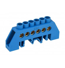 Нулевая шина в комбинированном DIN изоляторе IEK тип Стойка, ШНИ-8x12-6-КС-С, ИЭК YNN10-812-6DP-K07