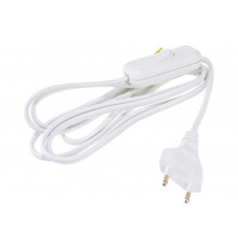 Шнур с выключателем IEK УШ-1КВ, 2м, ПВС 2x0,75, 6А, ИЭК WUP20-02-K01