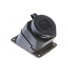 Угловая настенная розетка с защитной крышкой IEK РБу13-1-0м ОМЕГА, IP44 PKR22-016-2-K02