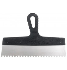 Шпатель из нержавеющей стали СИБРТЕХ 300 мм, зуб 6x6 мм, пластмассовая ручка 85467