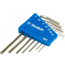 Набор ключей имбусовых Зубр "Эксперт" Мини для точных работ Cr-V HEX 0,7 0,9 1,3 1,5 2 2,5 3 мм 7 шт. 27471-H7