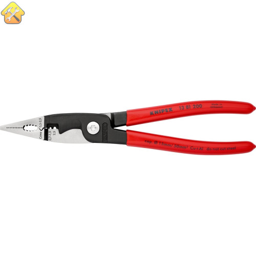 Электромонтажные клещи Knipex 6-в-1, 200 мм, чёрные, 1К ручки, KN-1381200SB