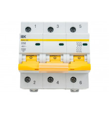 Автоматический выключатель IEK ВА47-100, 3Р, 50А, 10кА, характеристика D MVA40-3-050-D