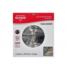 Диск пильный по дереву (250х32/30 мм; 2.8 мм; 48Z) Elitech 1820.056500