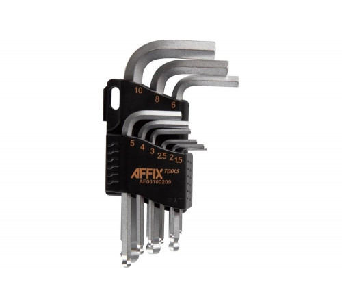 Набор Г-образных шестигранников с шаровым окончанием AFFIX 1.5-10 мм, 9 предметов AF06100209