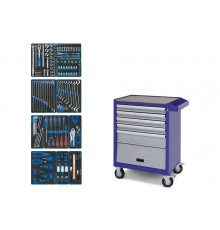 Набор инструментов KING TONY "FOCUS" в синей тележке, 188 предметов 934-188AMB